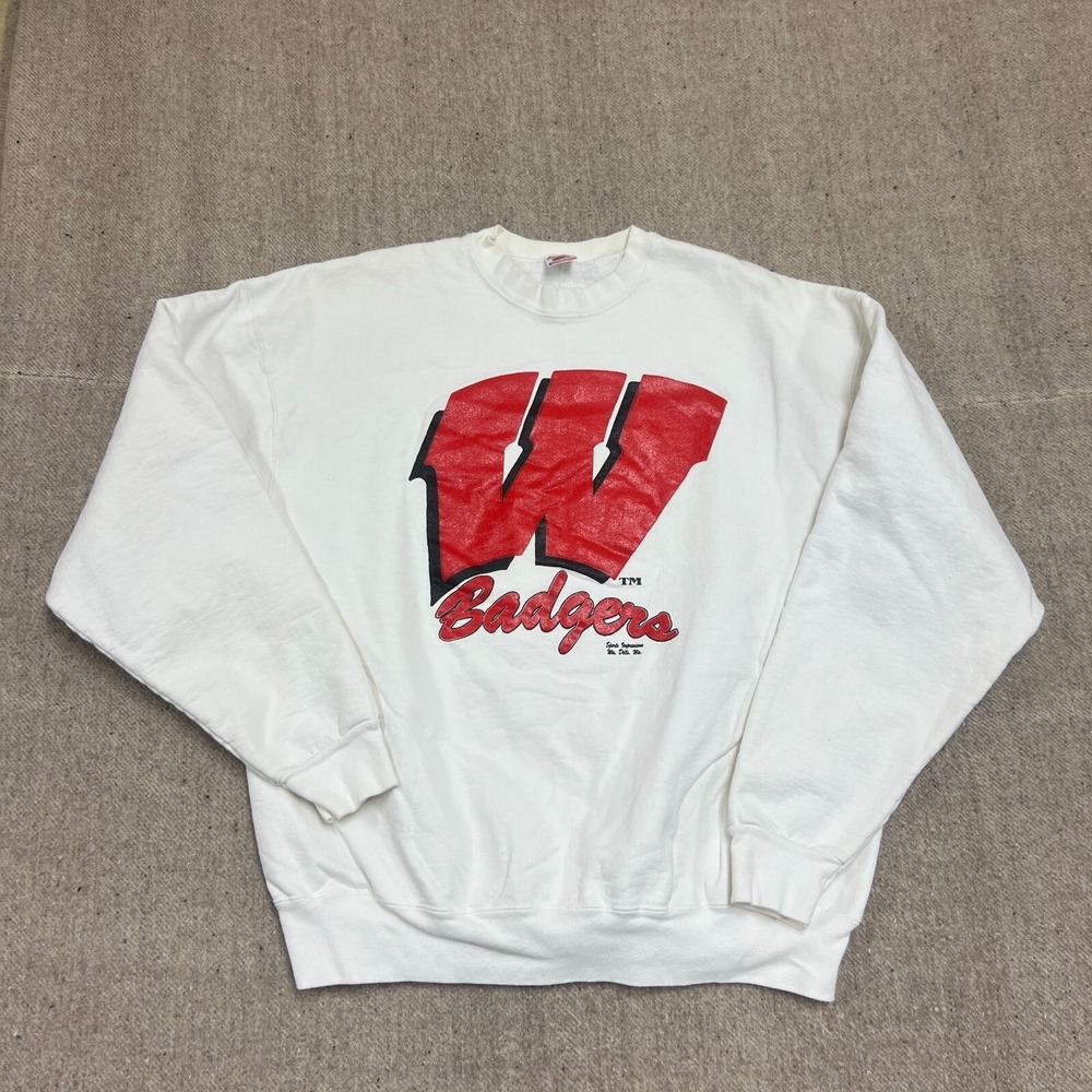 Vintage Wisconsin Badgers Sweatshirt XL White 1990s